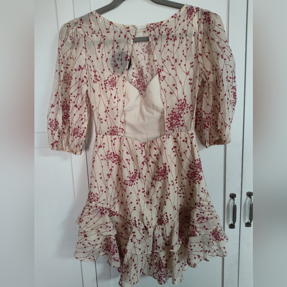 Saints and Secrets dress Pink Floral Flowy Flirty Fit Flare Ruffles Sz New Tag